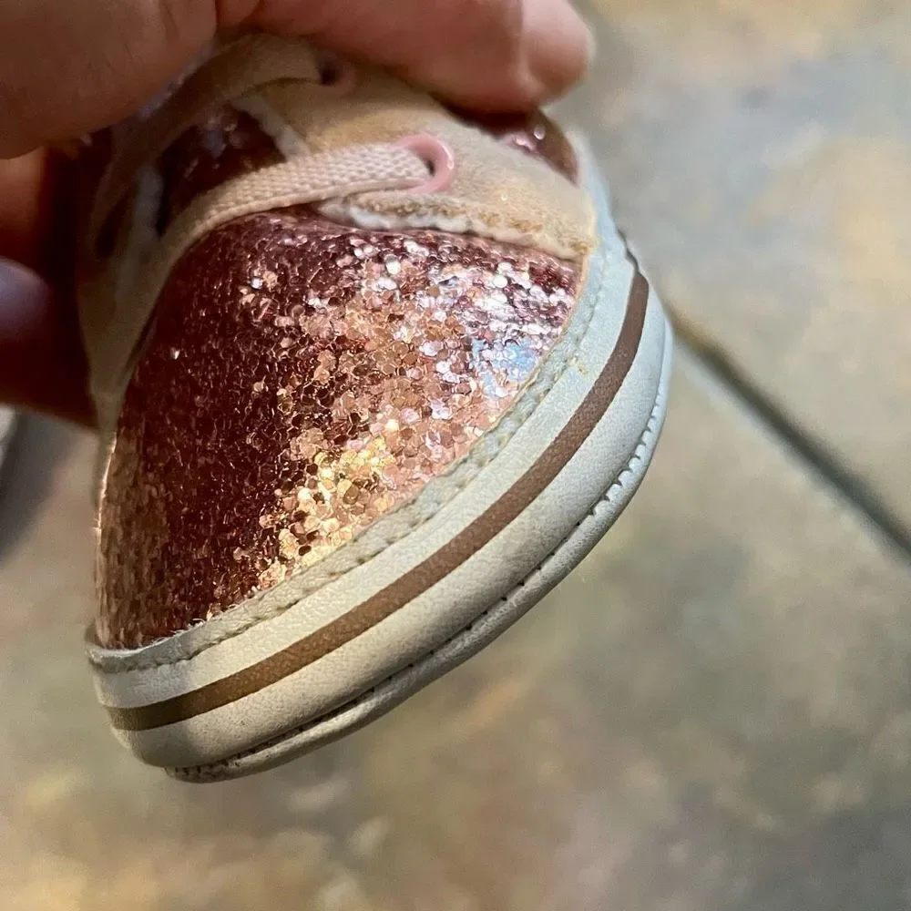 Bebe Pink Glitter Baby Girl Shoes Size 4